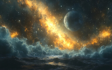 Stunning 5K Cosmic Scene: Realistic 3D Planets in Space Art