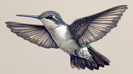 Obraz premium Line art of a hummingbird on a white background, minimalist design