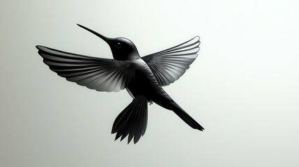 Obraz premium Line art of a hummingbird on a white background, minimalist design