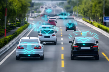 Autonomous vehicles driving on highway