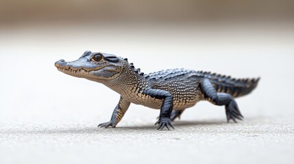 Naklejka premium Nile crocodile walking with slow, deliberate steps on a white background