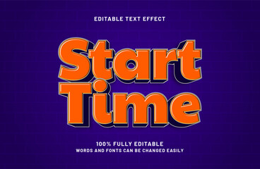 start time editable text effect in kids and game text style