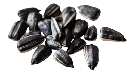 Sunflower black seeds on transparent background