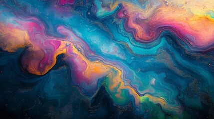 Obraz premium Abstract Swirling Colors and Glitter in a Fluid Art Painting