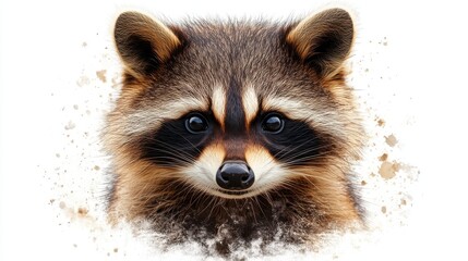 Obraz premium Raccoon Face on White Background
