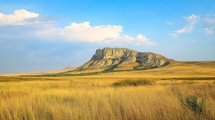 Fototapeta premium The Steppe of Crimea: A Unique Natural Area, Showcasing Vast Open Landscapes, Rich Biodiversity, and the Distinct Ecosystem of This Historical Region