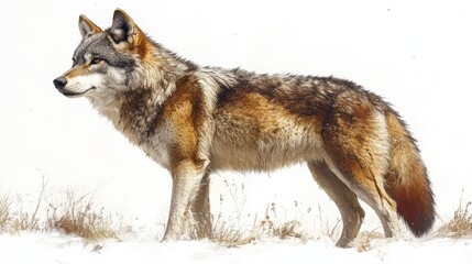 Fototapeta premium Realistic animal on a white background, full-body view, detailed fur