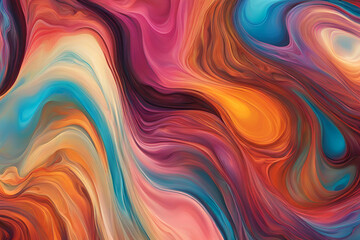 Obraz premium Beautiful abstraction of liquid paints in slow blending flow mixing together gently