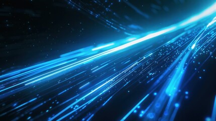 Fototapeta premium Abstract Blue Lines and Light Trails on a Dark Background