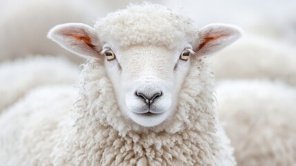 Obraz premium Sheep clipart featuring its distinctive white fleece and calm expression on a white background