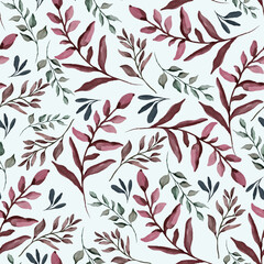 enchanted leave watercolor seamless pattern for background