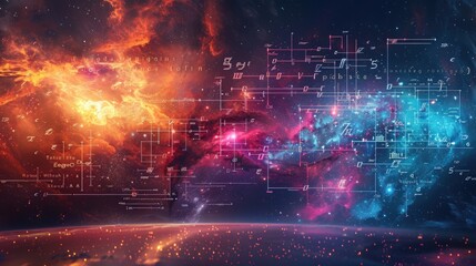 Cosmic Symphony: A Stellar Tapestry of Equations and Galaxies