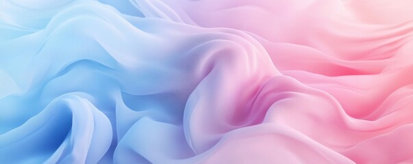 Obraz premium Soft pastel fabric waves in pink and blue hues, abstract background. Tranquility and softness concept