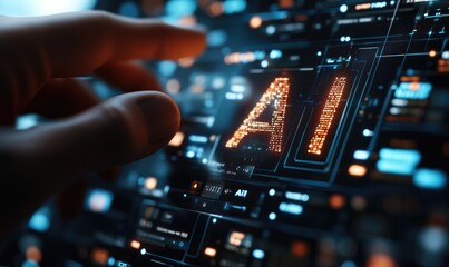 3D Graphic Chart: Abstract Uppercase 'AI' in Futuristic Renaissance Style with Glass Material – Data Visualization and 3D Render