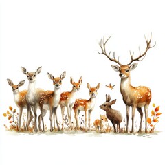 Obraz premium Wildlife background, on white background
