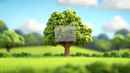 Empty 3D cartoon background for kids, colorful landscape, vibrant and playful setting