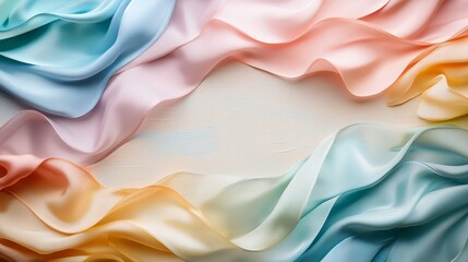 Obraz premium Soft, Wavy Pastel Silk Fabric with a White Background