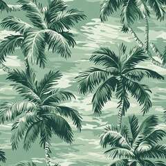 seamless pattern sea and coconut tree of shirt Hawaii style.