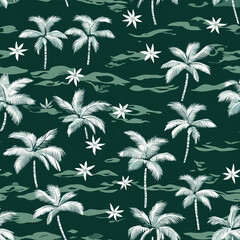 seamless pattern sea and coconut tree of shirt Hawaii style.