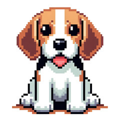 Fototapeta premium 흰 배경, 비글, 픽셀아트 (White background, beagle, pixel art)