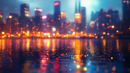 Obraz premium Blurred City Lights Reflected in Water