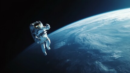 An astronaut floating in space above Earth, showcasing the vastness of the universe.