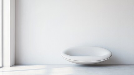 Modern White Chair In A Minimalist Room With Natural Light