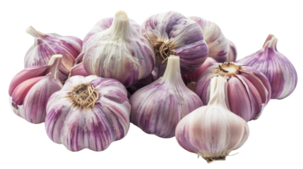 Delicious garlic cloves on transparent background