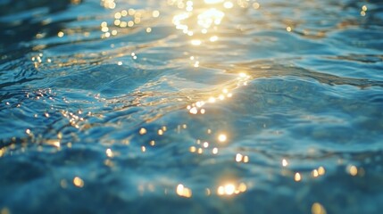 Sun Glimmering on Blue Water Surface