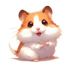 흰 배경, 햄스터, 애니메이션 아트 (White background, hamster, animation art)