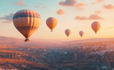 Fototapeta premium Hot Air Balloons Soaring Over Cappadocia