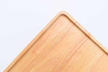 brown wooden tray isolated on white background