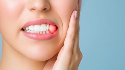 Fototapeta premium Woman with Toothache Holding Cheek