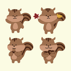 Cute Squirrel Characters Set