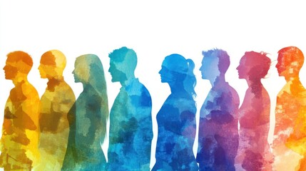 Diversity and Inclusion Watercolor Silhouettes