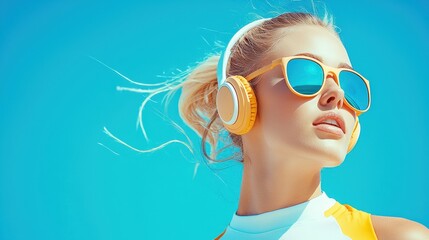 Summer Vibes  Woman in Sunglasses and Headphones Enjoying the Sun