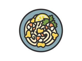 Fototapeta premium タイ料理の、パッタイのアイコン（線画カラー）のイラスト