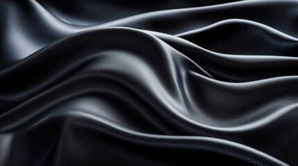 Fototapeta premium Draped fabric reveals a smooth, sleek black metallic surface, highlighting its refined texture and subtle reflections under soft lighting