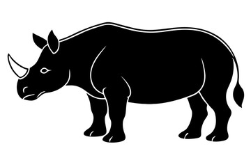 rhinoceros vector silhouette, rhinoceros line art  animal