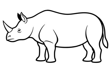 rhinoceros vector silhouette, rhinoceros line art  animal