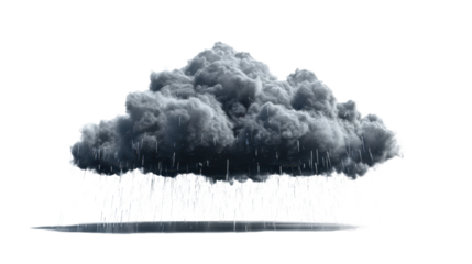 Dark rainy stormy cloud on transparent background