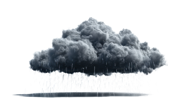 Dark rainy stormy cloud on transparent background - Powered by Adobe
