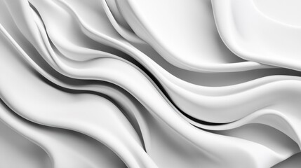 Obraz premium The design features smooth, wavy layers in white, offering an elegant and contemporary abstract texture full of depth and flow