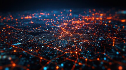 Cityscape at Night with Lights