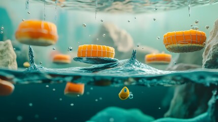 39. The concept of buoyancy with objects floating or sinking in a fluid