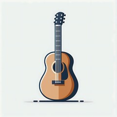 Obraz premium Acoustic guitar, flat illustration of musical instruments, for play, concert, musical parties, songs, for graphics design
