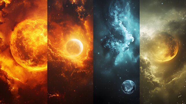46. A representation of the four fundamental forces of nature