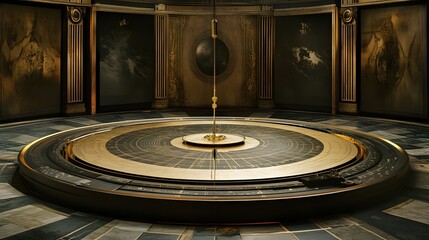 64. A depiction of the Foucault pendulum demonstrating Earth's rotation
