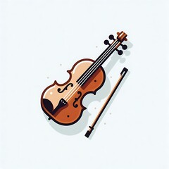 Fototapeta premium Wooden cello violin, flat illustration of musical instruments, for play, concert, musical parties, songs, for graphics design