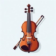 Fototapeta premium Wooden cello violin, flat illustration of musical instruments, for play, concert, musical parties, songs, for graphics design